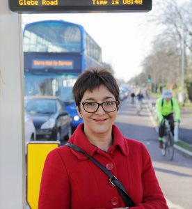 Woman and bus